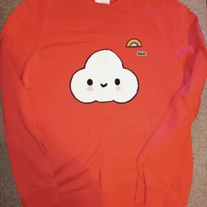 Lacoste x FriendsWithYou Red Crewneck Sweatshirt with Cloud Patch
